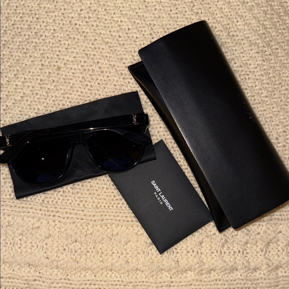 Saint Laurent Black Oversized Sunglasses with Case